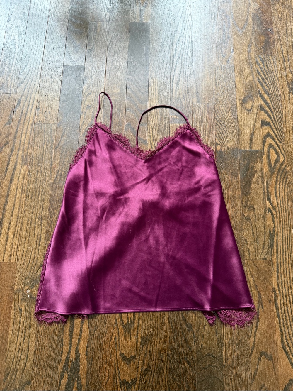 Victoria's Secret Satin Lace-Trim Cami in Berry